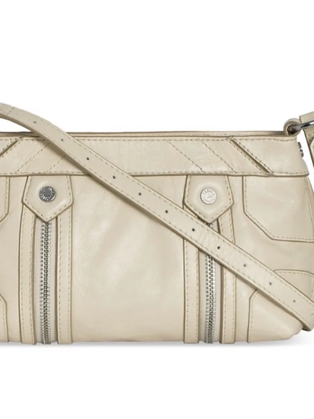 Zadig & Voltaire Cream Leather Zip-Detail Clutch - Picture 4 of 5